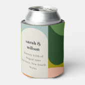 Groovyカラフルレトロアーはっきりしたチ抽象芸術結婚の 缶クーラー (缶正面)