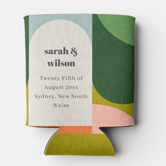 Groovyカラフルレトロアーはっきりしたチ抽象芸術結婚の 缶クーラー (裏面)