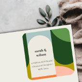 Groovyカラフルレトロアーチはっきりした抽象芸術アドレス スクエアシール