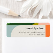 Groovyカラフルレトロアーチはっきりした抽象芸術アドレス ラベル (インサイチュ)