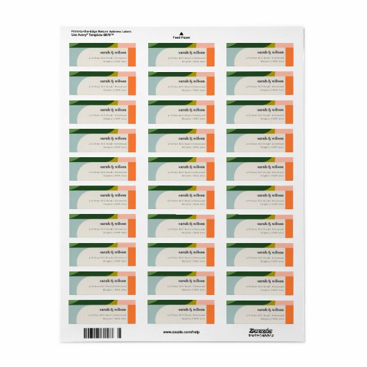 Groovyカラフルレトロアーチはっきりした抽象芸術アドレス ラベル (フルシート)