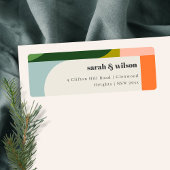 Groovyカラフルレトロアーチはっきりした抽象芸術アドレス ラベル