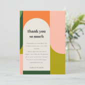 Groovyカラフルレトロアーチ抽象芸術ベビースシャワー サンキューカード (スタンド正面)