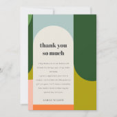 Groovyカラフルレトロアーチ抽象芸術ベビースシャワー サンキューカード (正面)