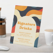 Groovyカラフルレトロウェーブボホのシグネチャードリンク 台座サイン (インサイチュ)