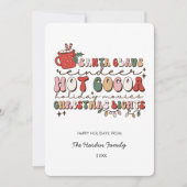 Groovyカラフルレトロクリスマスカード シーズンカード (正面)