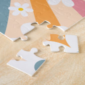 Groovyカラフルレトロサンシャイン&60sデイジーフローラ ジグソーパズル (側面)