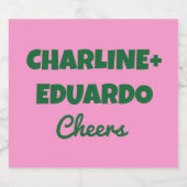 Groovyカラフルレトロピンクグリーン結婚ズ スパークリングワインラベル (シングルラベル)