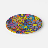 Groovyカラフルレトロマクシマリスト60s 70sフローラ ペーパープレート (アングル)