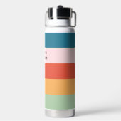 Groovyカラフルレトロ横ストライプ名 ウォーターボトル (背面)