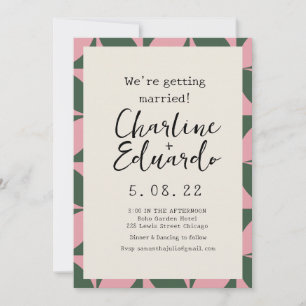 Groovyカラフルレトロ70s結婚ハンドレット 招待状