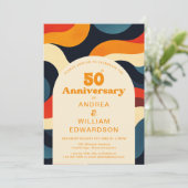 Groovyカラフルレトロ70s50周年結婚 招待状 (スタンド正面)