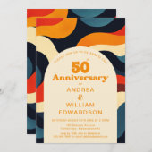 Groovyカラフルレトロ70s50周年結婚 招待状 (正面/裏面)