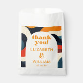 GroovyカラフルレトロWavy Boho's 結婚 Thank You フェイバーバッグ (正面)