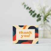 GroovyカラフルレトロWavy Boho's 結婚 Thank You プレイスカード (スタンド正面)