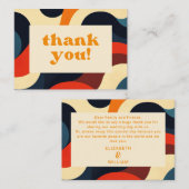 GroovyカラフルレトロWavy Boho's 結婚 Thank You プレイスカード (正面/裏面)