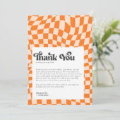 Groovyカラフル市松模様にユニークレトロ結婚の サンキューカード (スタンド正面)