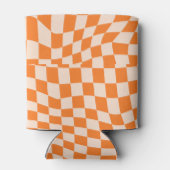 Groovyカラフル市松模様にレトロ結婚式の引き出物 缶クーラー (裏面)