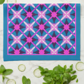 Groovyカラーはっきりした幾何学的ダイヤモンドパターン キッチンタオル (折り畳み)