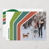 Groovyカラーストライプクリスマスフォトホリデーカード シーズンカード (正面/裏面)