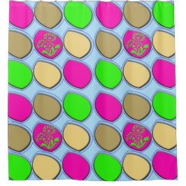 Groovyガーデンポッド：鮮やかレトロ シャワーカーテン