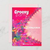 Groovyガールズパーティの招待状はがき インビテーションポストカード (正面/裏面)