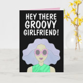 GROOVYガールフレンドBFFガール誕生日 カード (黄色い花)