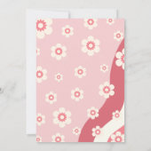 Groovyガール1st誕生日テーマピンクレトロデイジー 招待状 (裏面)