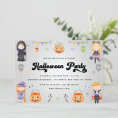 Groovyキッズハロウィーン衣装パーティー秋招待状 招待状 (スタンド正面)