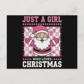 Groovyクリスマスを愛する女の子サンタクリスマス シーズンポストカード (正面)