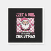 Groovyクリスマスを愛する女の子サンタクリスマス スタンダードカクテルナプキン (正面)