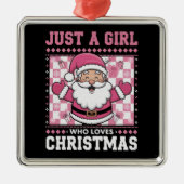 Groovyクリスマスを愛する女の子サンタクリスマス メタルオーナメント (正面)