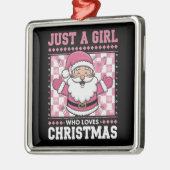 Groovyクリスマスを愛する女の子サンタクリスマス メタルオーナメント (左)