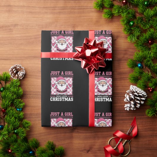 Groovyクリスマスを愛する女の子サンタクリスマス ラッピングペーパー (クリスマスギフト)