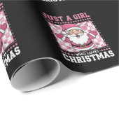 Groovyクリスマスを愛する女の子サンタクリスマス ラッピングペーパー (ロールコーナー)