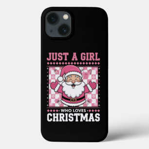 Groovyクリスマスを愛する女の子サンタクリスマス iPhone 13ケース