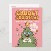 Groovyクリスマスツリー – ホリーすてきビベス シーズンポストカード (正面/裏面)