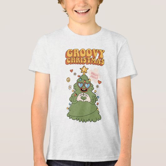 Groovyクリスマスツリー – ホリーすてきビベス トライブレンドＴシャツ (正面)