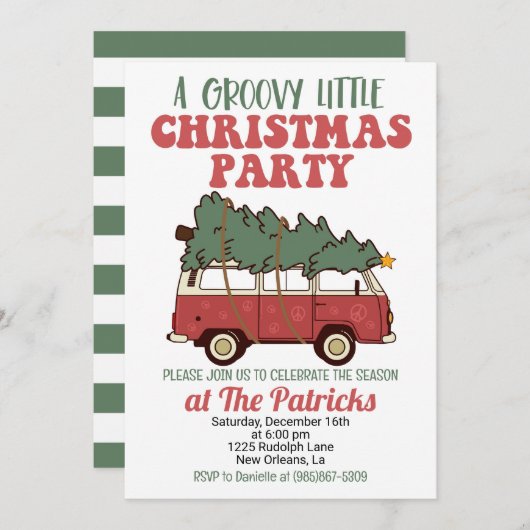 Groovyクリスマスパーティー 招待状 (正面/裏面)