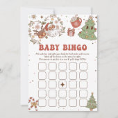 Groovyクリスマスベビーシャワーベビービンゴゲームカード 招待状 (正面)