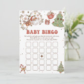 Groovyクリスマスベビーシャワーベビービンゴゲームカード 招待状 (スタンド正面)