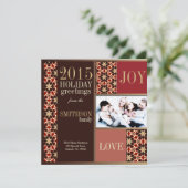 Groovyクリスマスレッド金ゴールドホリデーフォトカード シーズンカード (スタンド正面)