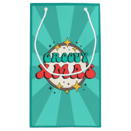 Groovyクリスマスレトロgroovy文字標識 スモールペーパーバッグ