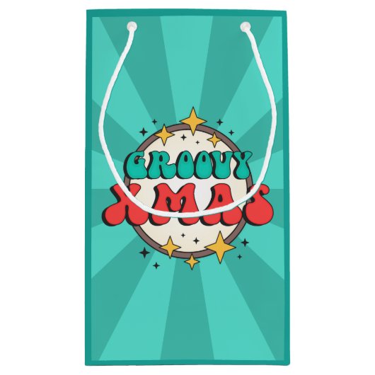 Groovyクリスマスレトロgroovy文字標識 スモールペーパーバッグ (裏面)