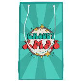 Groovyクリスマスレトロgroovy文字標識 スモールペーパーバッグ (正面)