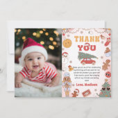 Groovyクリスマス誕生日写真 サンキューカード (正面)