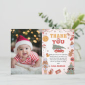 Groovyクリスマス誕生日写真 サンキューカード (スタンド正面)