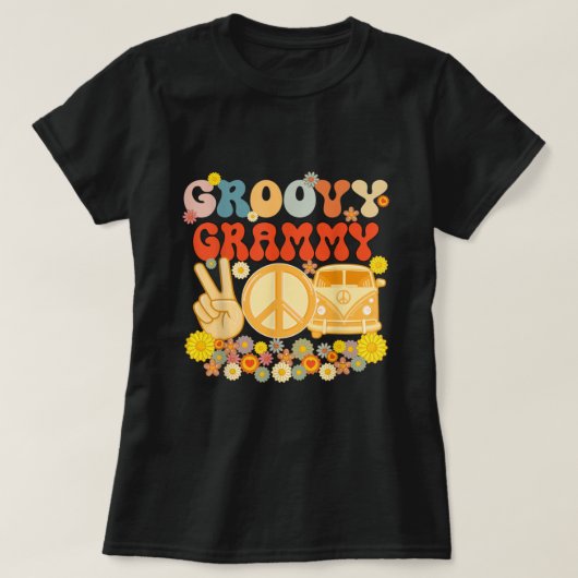 Groovyグラミーレトロマッチングファミリーベビーシャワーモ Tシャツ (デザイン正面)