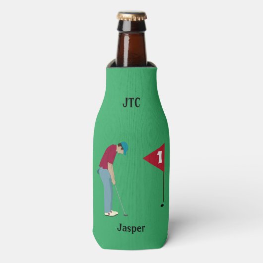 Groovyグリーンゴルファーをテーマにした ボトルクーラー (ボトル正面)