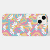 Groovyサイケデリックデイジーの花パーソナライズされた名 Case-Mate iPhoneケース (裏面 (横))